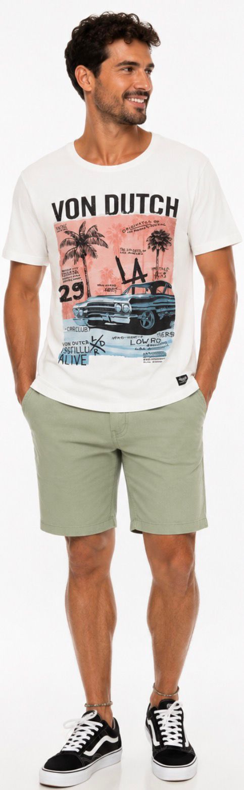 Tee Shirt blanc  coupe Regular Col rond BASE | Homme - Vondutch