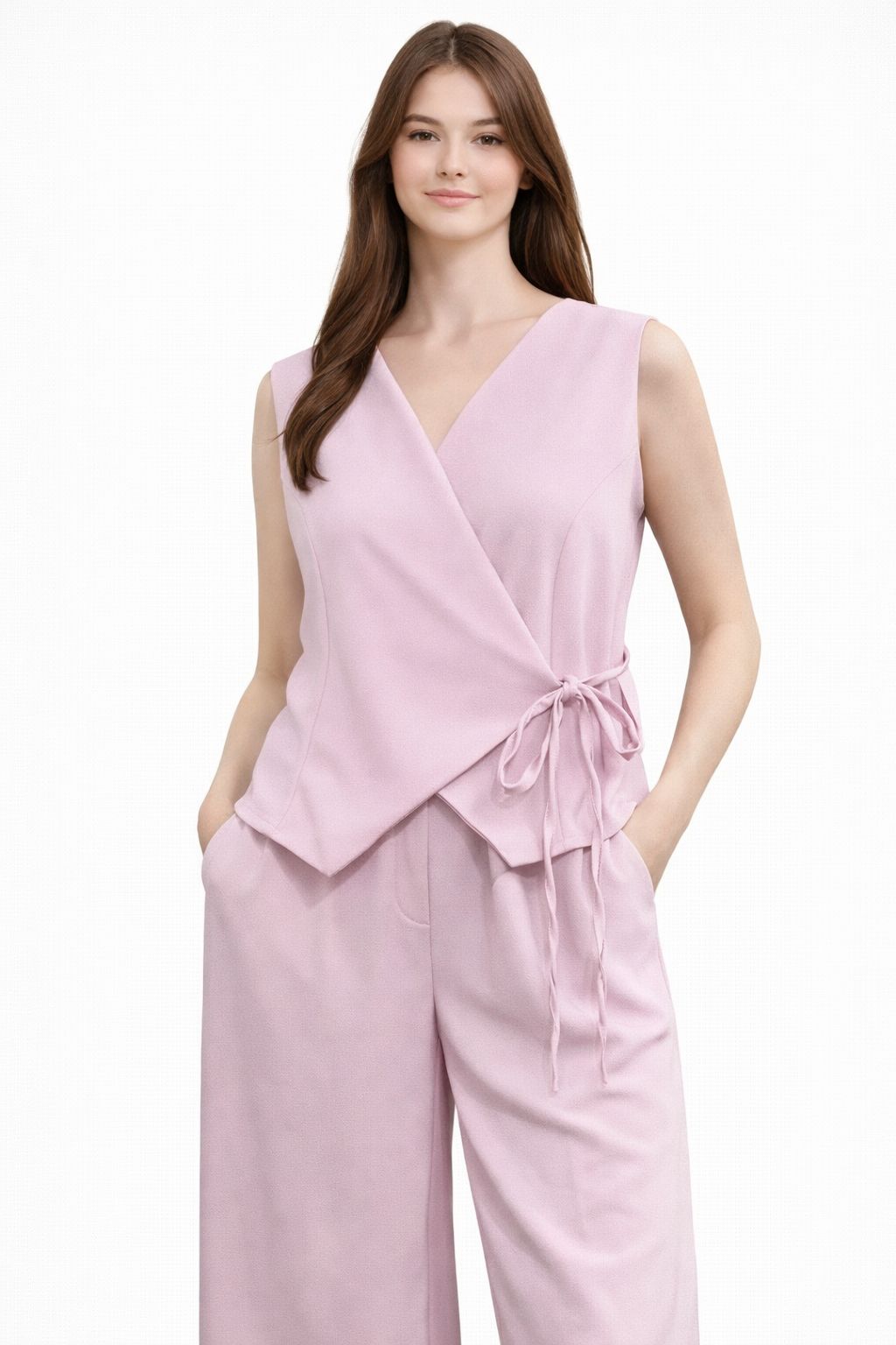 Ensemble  Nelia Femme Lou Chic – Top Portefeuille & Pantalon Fluide Élégant