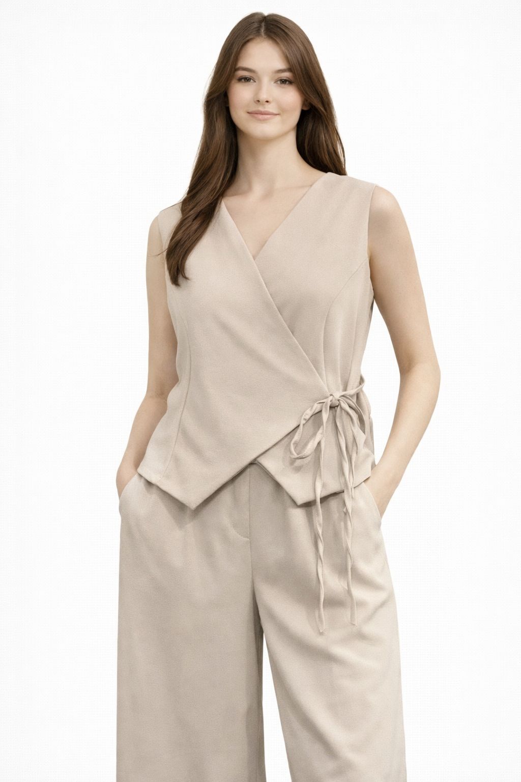 Ensemble  Nelia Femme Lou Chic – Top Portefeuille & Pantalon Fluide Élégant
