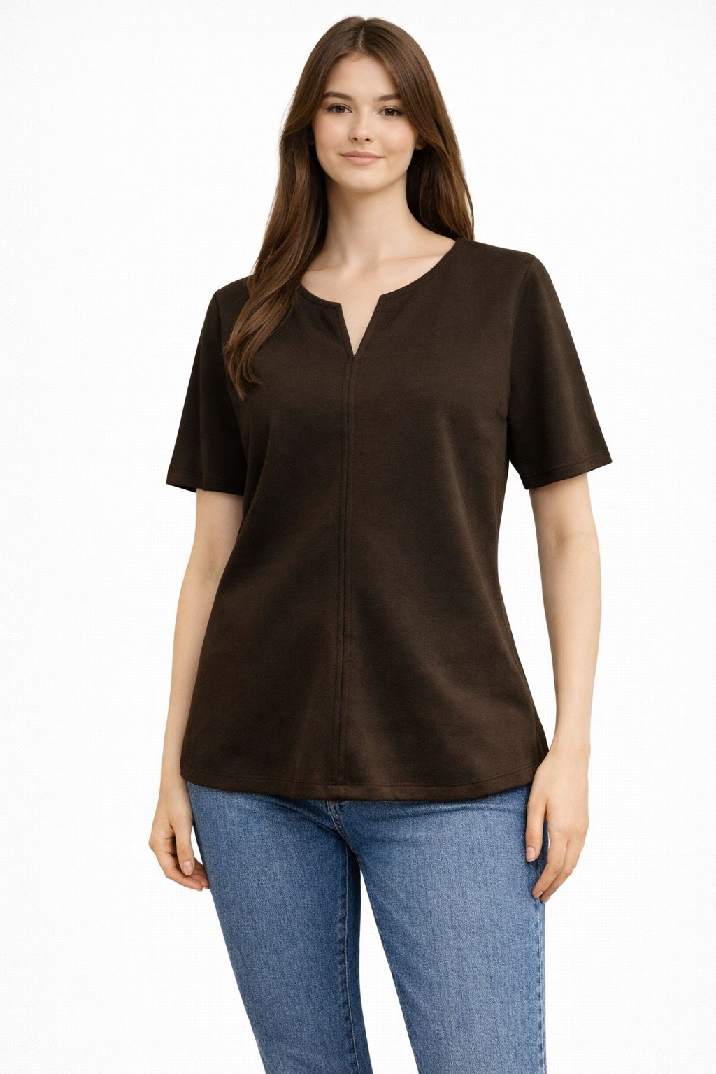 T-shirt Femme Êlena  Coupe Évasée Col V – Élégant & Confortable