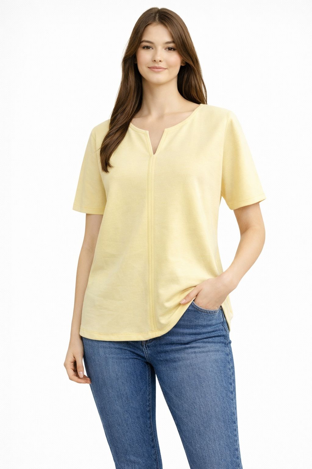 T-shirt Femme Êlena  Coupe Évasée Col V – Élégant & Confortable