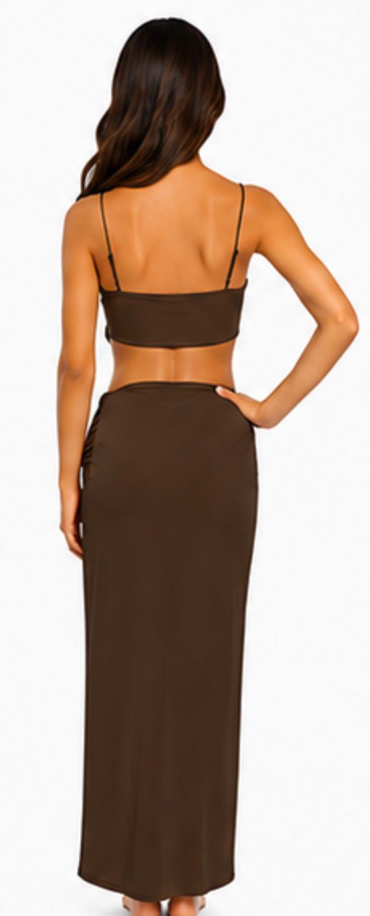 Ensemble Femme 2 Pièces Chic – Top Bandeau & Jupe-Short Longue Fendue – Plusieurs Coloris