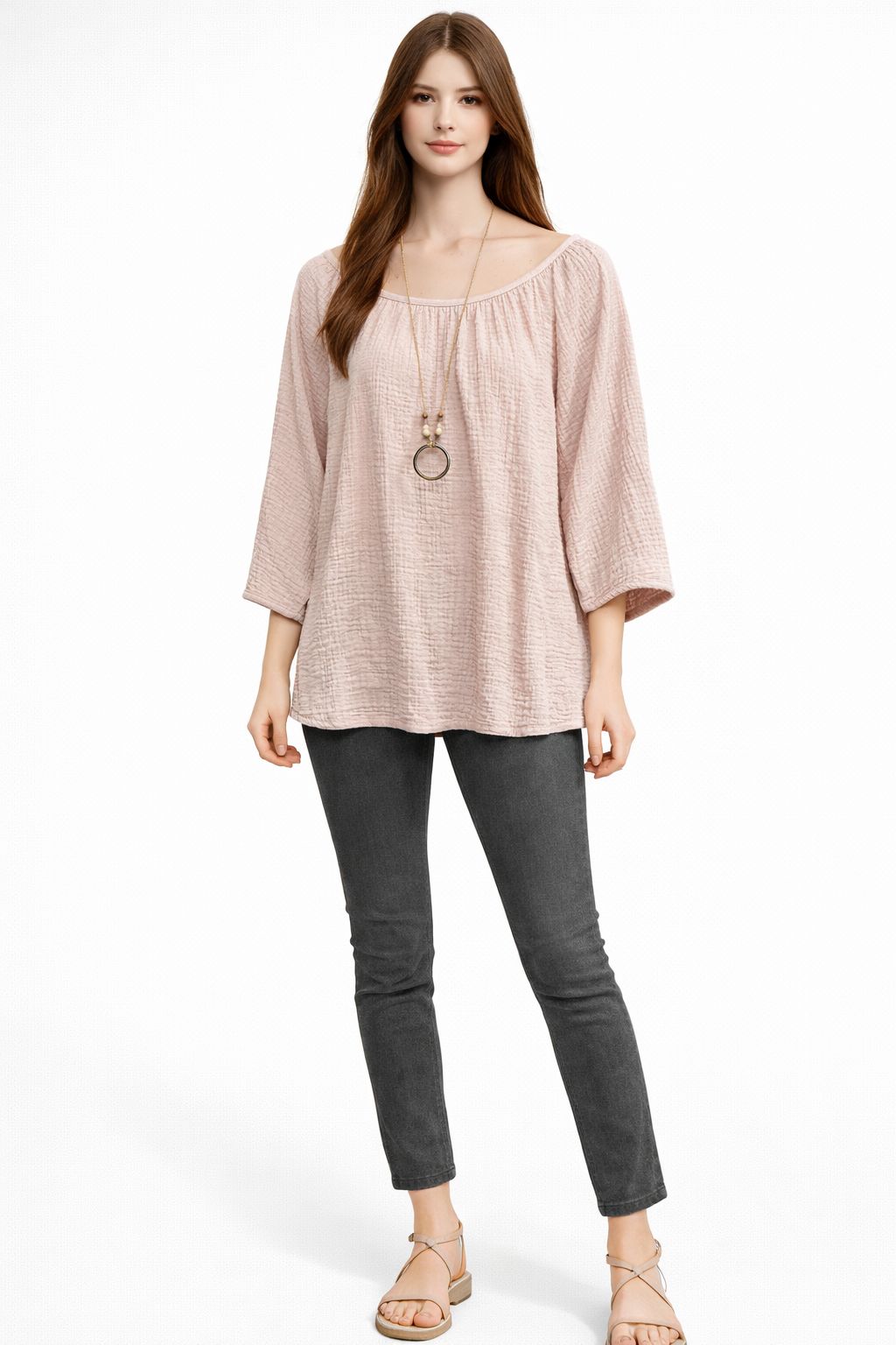 T-shirt  Louna femme fluide et confortable à coupe ample. Disponible en plusieurs couleurs, idéal pour un look chic, décontracté et tendance au quotidien.