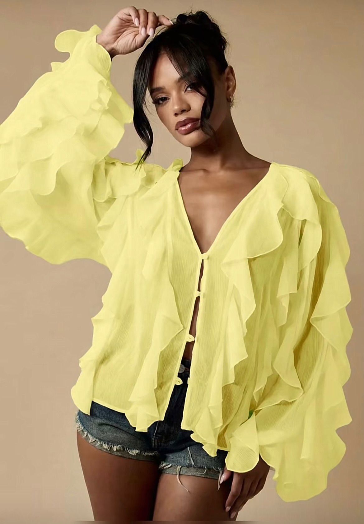 Blouse Femme Fluide à Volants