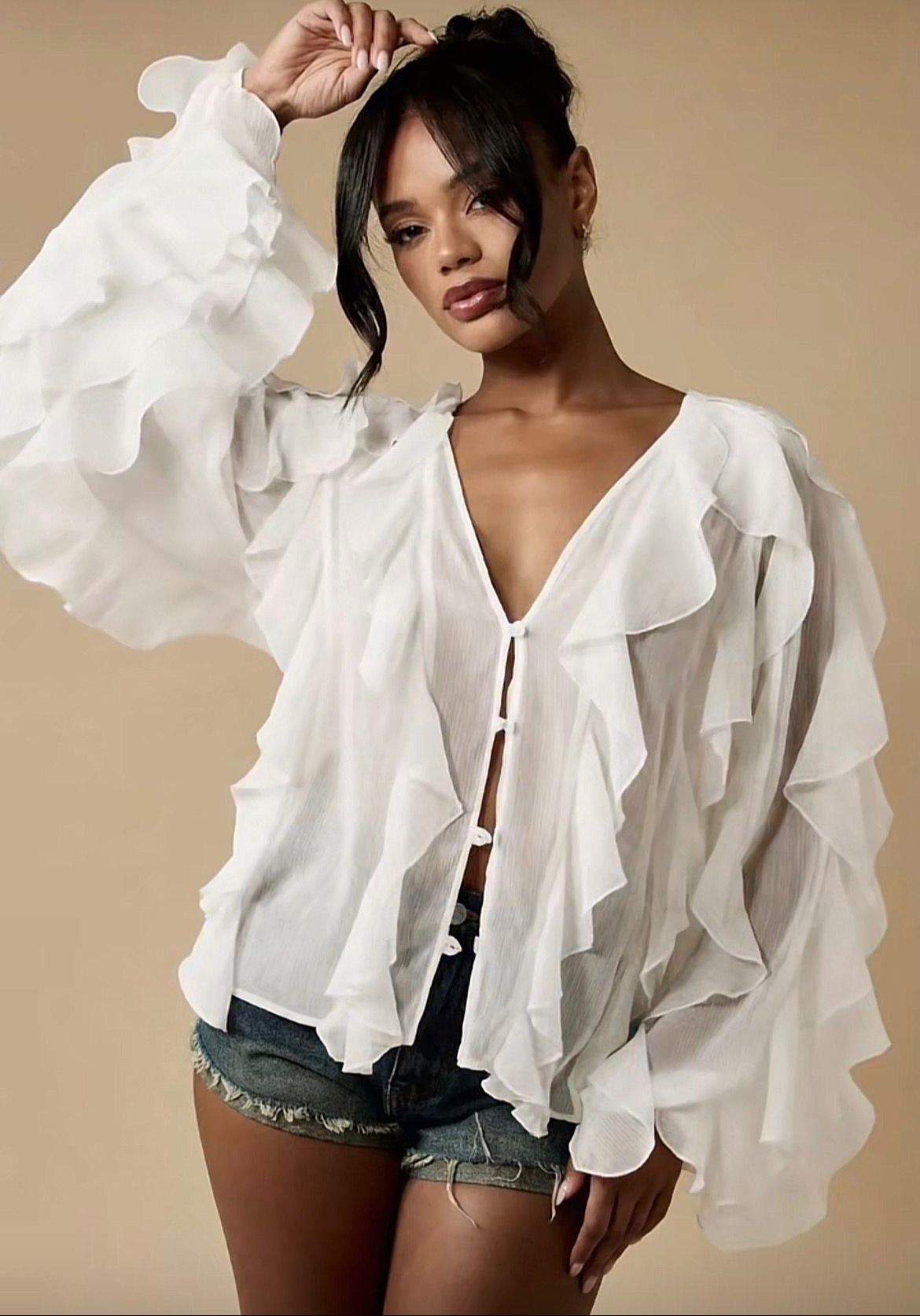 Blouse Femme Fluide à Volants