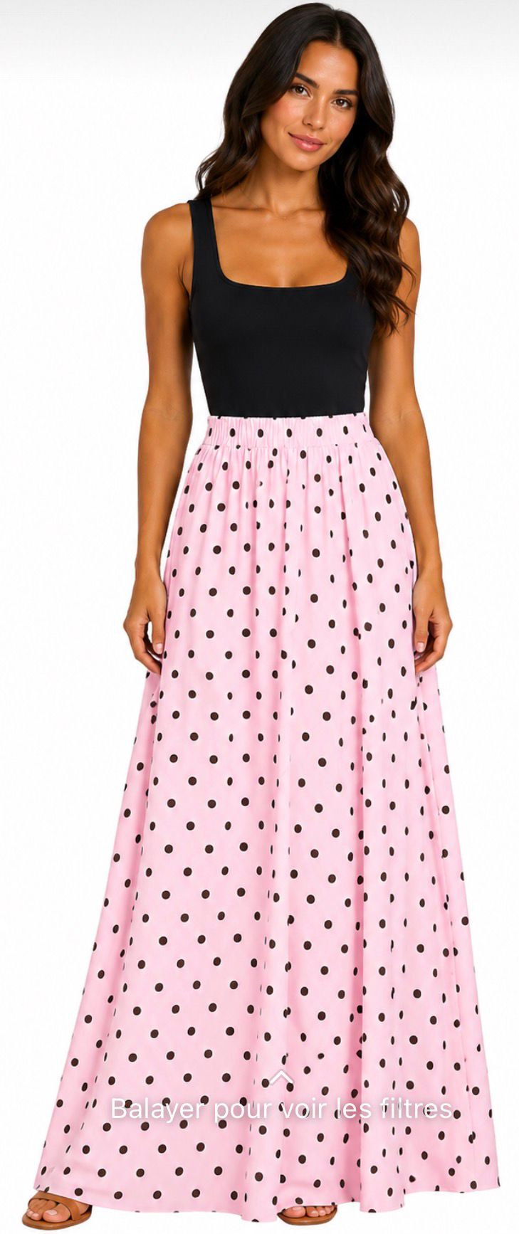 Jupe Longue Fluide à Pois Femme – Taille Unique – Plusieurs Coloris Disponibles