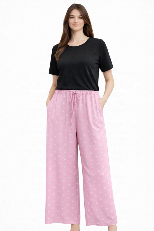 Pantalon Femme Fluide à Pois  – Taille Élastique Confort & Chic