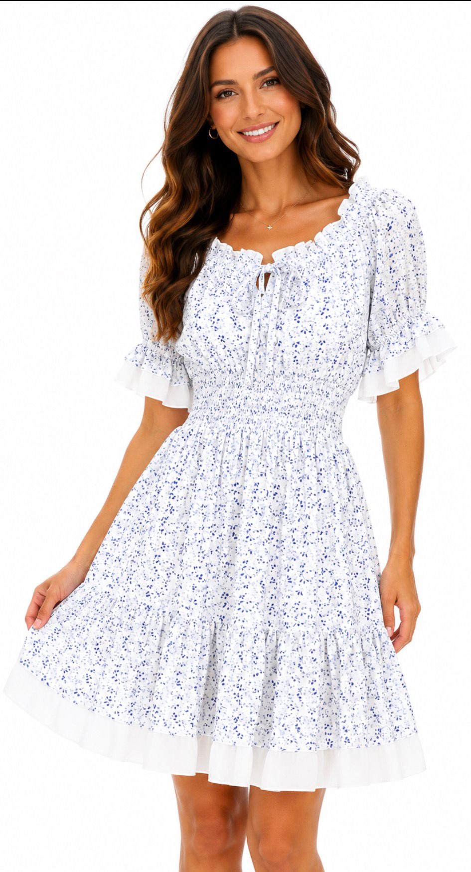 Robe Bohème Fleurie Femme | Robe Courte Romantique à Volants | Plusieurs Coloris